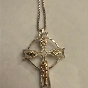 Elegant Sterling Silver and Gold Cross Pendant Necklace
